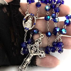 MIRACULOUS ROSARY blue iredescent